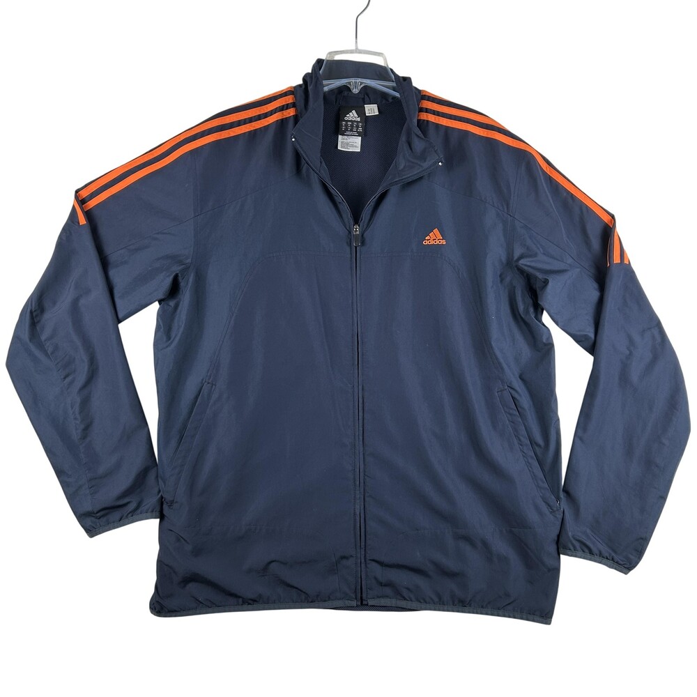 Vintage Adidas Jacket Mens XL 3 Stripes Full Zip Windbreaker Athletic 90s Y2K